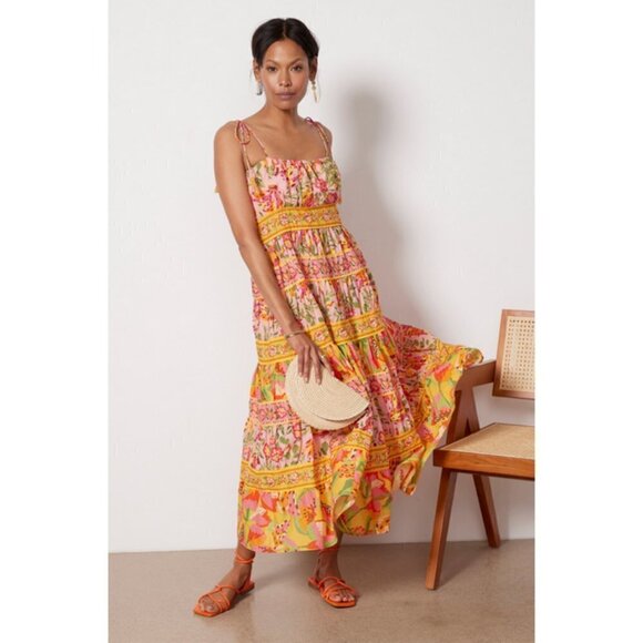 💕FARM RIO💕 Mixed Fruits Paradise Midi Dress ~ Small S NWT - Picture 5 of 16